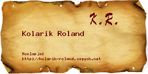 Kolarik Roland névjegykártya